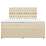 vidaXL Sommier à lattes de lit avec matelas Crème 200x200 cm Tissu