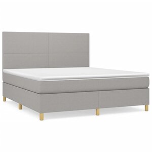 vidaXL Sommier à lattes de lit avec matelas Gris clair 180x200cm Tissu
