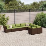 vidaXL Salon de jardin avec coussins 9 Pièces marron résine tressée