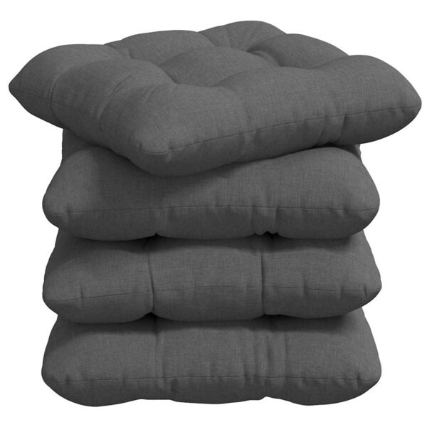 vidaXL Coussins de siège 4 pc Tissu Gris foncé 40 x 40 x 12 cm