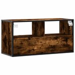 vidaXL Meuble TV chêne fumé 80x31x39 5 cm bois d'ingénierie et métal