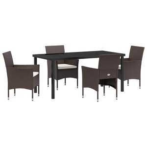 vidaXL Ensemble de salle à manger pour jardin 5 Pièces Marron polyrotin