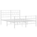 vidaXL Cadre de lit métal avec tête de lit/pied de lit blanc 135x190cm