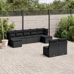 vidaXL Salon de jardin 9 Pièces avec coussins noir résine tressée