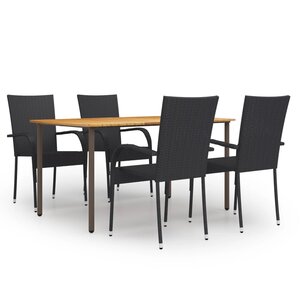 vidaXL Ensemble à manger de jardin 5 Pièces Résine tressée Noir