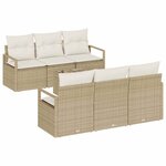 vidaXL Canapé de jardin 7 pièces avec coussins en poly rotin beige