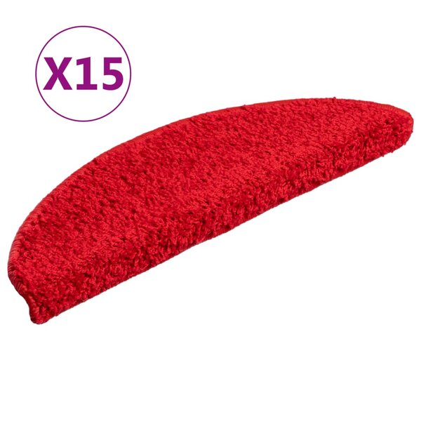 vidaXL Tapis d'escalier 15 Pièces rouge 56x17x3 cm