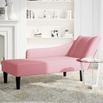 vidaXL Fauteuil long avec accoudoir droit rose velours