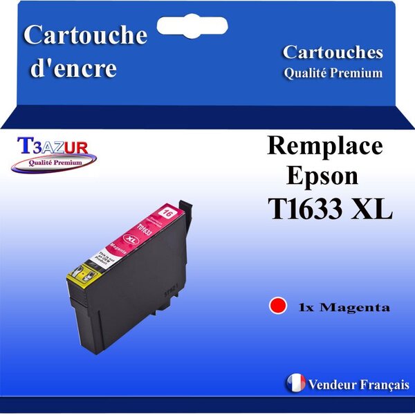 T3AZUR- Cartouche Compatible avec Epson 16XL 16 XL remplace Epson Workforce WF-2750 WF-2760 WF-2660 WF-2650 WF-2630 WF-2540 WF-2530 WF-2510 WF-2010 Magenta