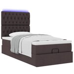 vidaXL Lit ottoman avec matelas et LED marron foncé 90x200 cm tissu