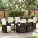 vidaXL Ensemble de salle à manger de jardin 7 pièces avec coussins en poly rotin marron