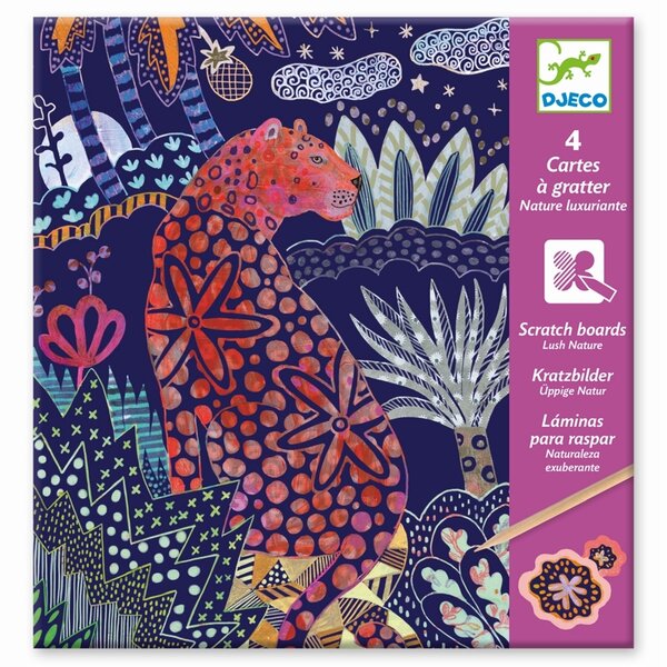 Djeco DJ09728 - 4 Cartes à gratter Nature luxuriante