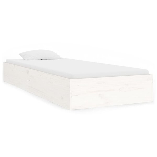 vidaXL Cadre de lit Blanc Bois massif 75x190 cm Petit simple
