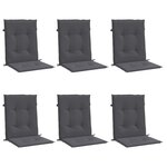 vidaXL Coussins de chaise de jardin à dossier bas lot de 6 anthracite