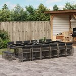 vidaXL Ensemble à manger de jardin 17 Pièces et coussins résine tressée