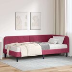 vidaXL Cadre de lit d'angle avec matelas Bordeaux 90 x 190 cm Velours