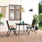 vidaXL Ensemble à manger de jardin 3 Pièces noir et marron