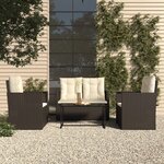 vidaXL Mobilier d'extérieur 4 Pièces avec coussins Résine tressée Noir