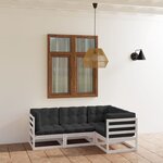 vidaXL Salon de jardin 4 Pièces avec coussins Bois de pin massif