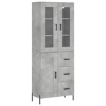 vidaXL Buffet haut Gris béton 69 5x34x180 cm Bois d'ingénierie