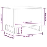vidaXL Table basse chêne artisanal 60x44 5x45 cm bois d'ingénierie