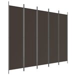 vidaXL Cloison de séparation 5 panneaux Marron 250x200 cm Tissu