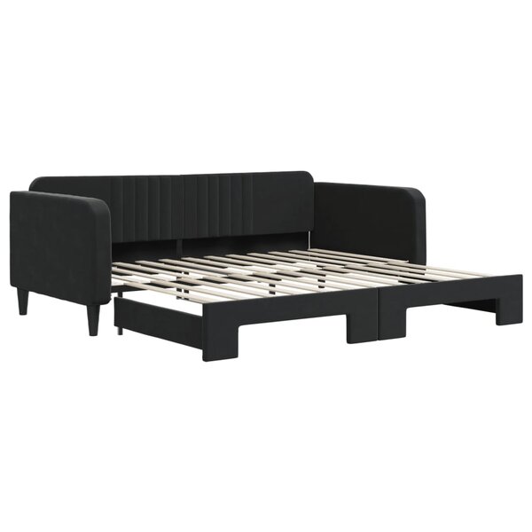 vidaXL Lit de jour avec lit gigogne noir 100x200 cm velours