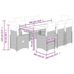 vidaXL Ensemble de bistro de jardin 9 Pièces coussins noir poly rotin