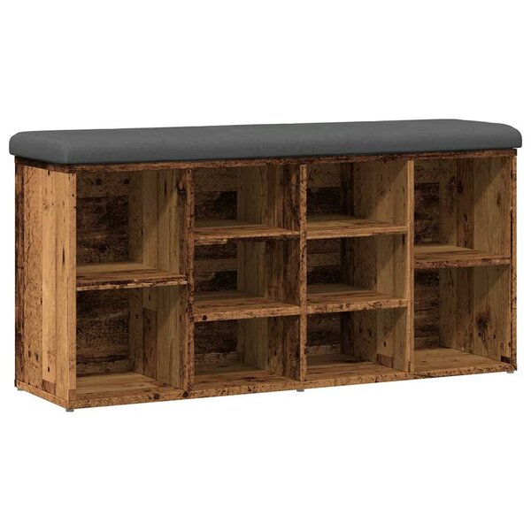 vidaXL Banc à chaussures vieux bois 102x32x50 cm bois d'ingénierie