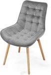 Lot de 8 chaises de salon salle à manger pied en bois et velours gris 01_0000741