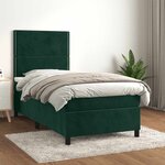 vidaXL Sommier à lattes de lit avec matelas Vert foncé 100x200 cm