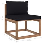 vidaXL Canapé de milieu palette de jardin avec coussins noir