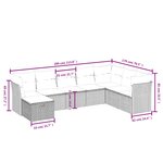 vidaXL Salon de jardin 8 Pièces avec coussins gris résine tressée