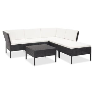 vidaXL Salon de jardin 6 Pièces avec coussins Résine tressée Noir