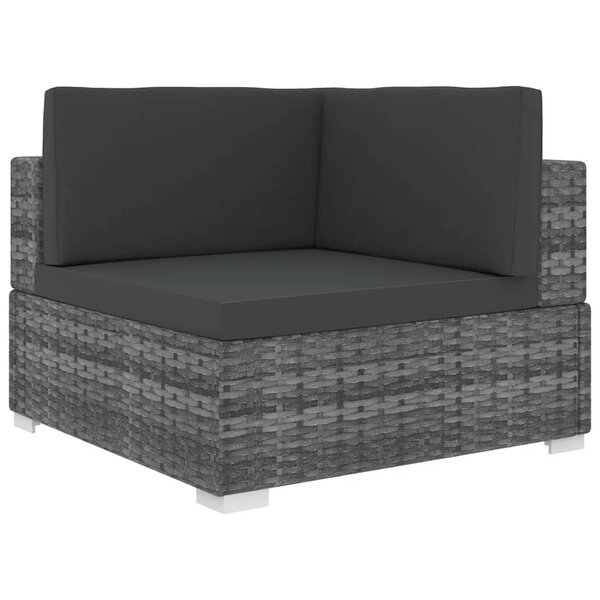 vidaXL Chaise d'angle sectionnelle avec coussins résine tressée gris