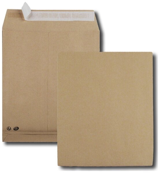 Lot de 50 Pochettes à soufflets,  280 x 375 mm, kraft armé sans fenêtre