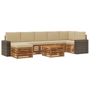 vidaXL Ensemble de canapés d'extérieur 8 Pièces Naturel et Beige
