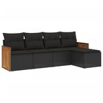 vidaXL Salon de jardin 5 Pièces avec coussins noir résine tressée
