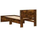 vidaXL Cadre de lit tête de lit et lumières LED chêne fumé 90x190 cm