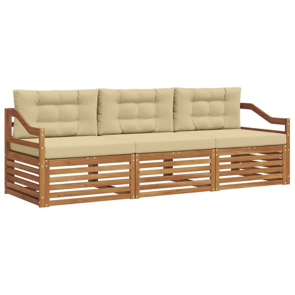 vidaXL Ensemble de canapés d'extérieur 3 pc Naturel et Beige