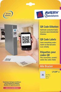 Boite 875 etiquettes code qr 30 x 35 mm carrées avery zweckform