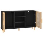 vidaXL Buffet Noir 105x30x60 cm Bois de pin massif et rotin naturel