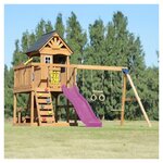 Tour Jack plateforme 2 balançoires table toboggan violet