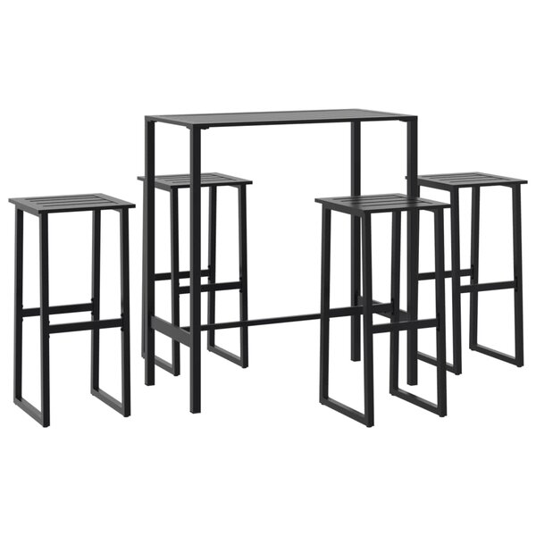 vidaXL Ensemble de bar de jardin 5 Pièces noir acier enduit de poudre