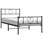 vidaXL Cadre de lit métal sans matelas avec pied de lit noir 90x200 cm