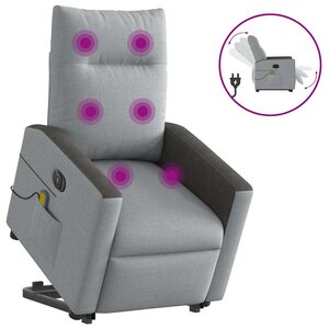vidaXL Fauteuil inclinable de massage électrique Gris clair Tissu