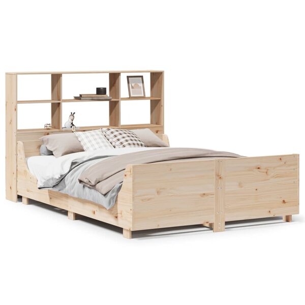 vidaXL Lit bibliothèque sans matelas 140x200 cm bois massif