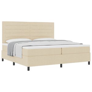 vidaXL Lit à ressorts avec matelas Crème 200 x 200 cm tissu