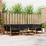 vidaXL Ensemble de canapés d'extérieur 7 Pièces Naturel et Noir
