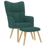 vidaXL Chaise de relaxation avec repose-pied Vert foncé Tissu